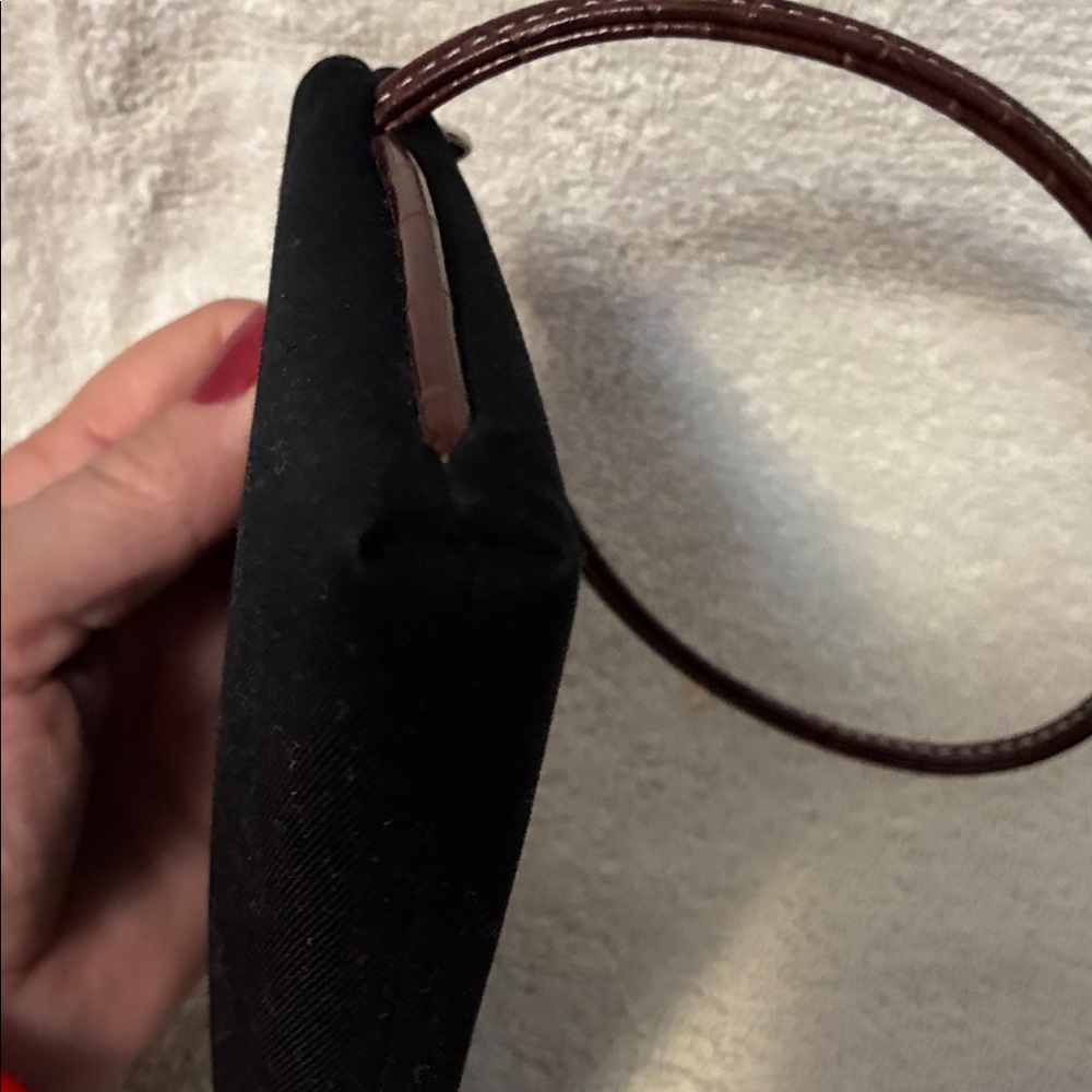 Liz Claiborne Black Suede Wristlet with Brown Croc Accent - Picture 7 of 14